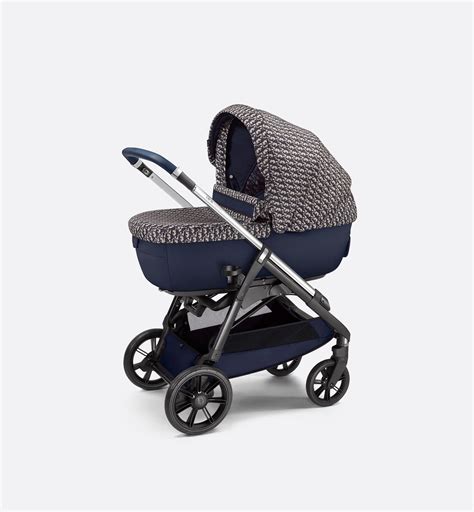 Bassinet and Stroller Combo Blue and Beige Water